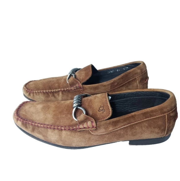 Vintage Donald J Pliner Danit Suede Loafers Men's Size 9.5 M Tan Retail $250  - Picture 2 of 7